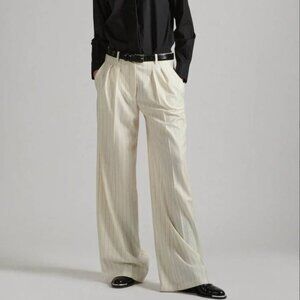 Barbara Bui Stripped Wide Leg Flannel Pants